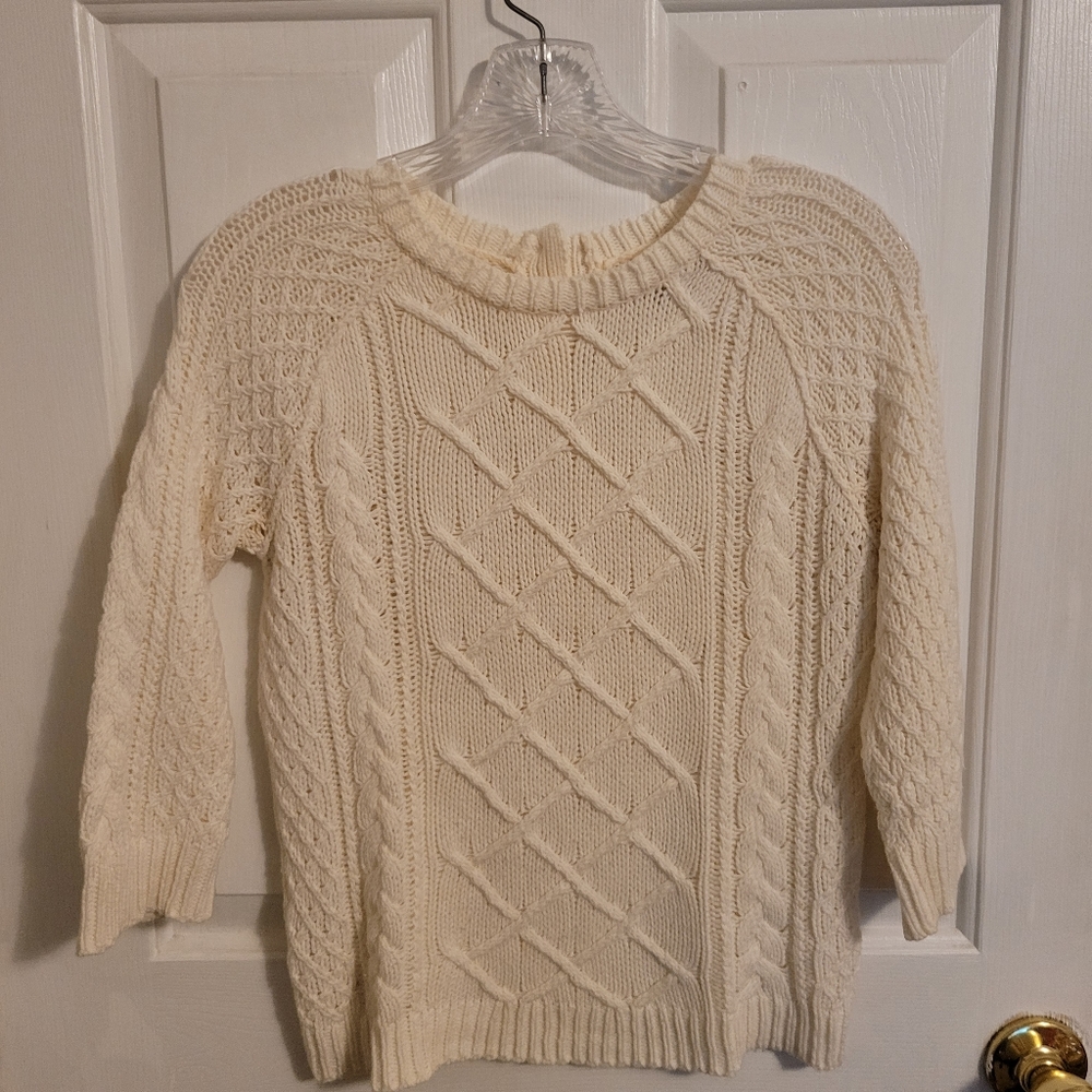 LOFT Petite Cream Knit Sweater